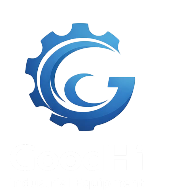 Logo of GoodHi Industrial Equipment featuring a stylized letter 'G' intertwined with a gear design, in shades of blue.